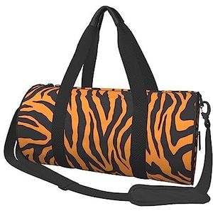 Oranje tijger luipaardprint plunjezak nachttas grote capaciteit opvouwbare uniseks sporttas voor reizen buiten, zwart, één maat, Zwart, Eén maat