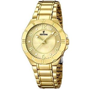 Festina dames analoog kwarts horloge met paqué or armband F16727/2