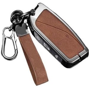 Sleutelbehuizing Zinklegering + Leer Slimme Afstandsbediening Autosleutel Case Cover Fob Sleutelhanger Voor BMW G07 LCI 740Li 735i X7 X1 U11 I7 IX XM 2023 2024 7 Serie Autosleutelhoesje(Grey ring)