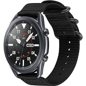 Strap-it Samsung Galaxy Watch 3-45mm nylon gesp band (zwart)