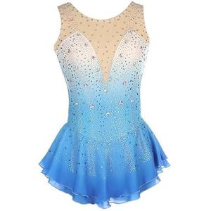 Nnnydjy Mouwloze kunstschaatsjurk voor meisjes Mouwloze gymnastiekkleding voor dames Klassieke rolrok voor buitensporten Balletpakjes voor peuters,Blauw,11_13Years