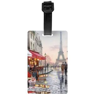 Bagagelabel voor koffer koffer tags identificatoren voor vrouwen mannen reizen snel ter plaatse bagage koffer olieverfschilderij Parijs straatbeeld Eiffeltoren