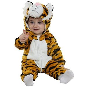 Doladola Baby Hooded Onesies Cartoon Animal Romper Baby Loungewear Pasgeboren Outfits Jumpsuit (Tijger, 6-12 maanden)