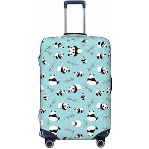 BONDIJ Cartoon Panda Beer Bagage Covers Reizen Stofdichte Koffer Cover Voor 18-32 Inch Bagage, Zwart, XL
