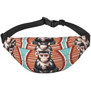 The Silent Monkey universele verstelbare riem voor dames en heren, voor wandelen, reizen, hardlopen, grote waterdichte crossbodytas, heuptas, Zwart, Eén maat