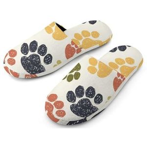 Schattige hondenpoot pantoffels met volledige print, warme anti-slip rubberen zool huisschoenen voor binnenhotel 40-41 (9-10)