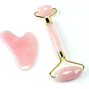 Quartz Jade Roller Massager voor het optillen van gezicht roze steen cellulitis rimpel kristal huidverzorging rollen gereedschap 1 stuk (kleur: B)