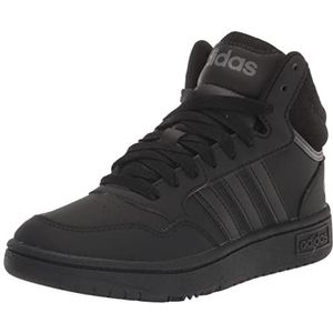 adidas Hoops 3.0 Mid Basketball Shoe, Black/Black/Grey, 10.5 US Unisex Little Kid