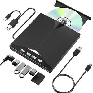 7-in-1 externe CD/DVD-drive USB3.0 Type-C draagbare CD DVD RW-speler/brander for laptop-pc Windows met SD TF-kaartsleuven