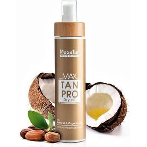 Megatan Max-Tan Pro Natuurlijke droge bruiningsolie, met melanine-activator, intensieve bruiningsversneller voor zon en solarium, zonneolie om te bruinen, bruiningsversterker, chocoladebruin