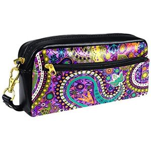 Etui,Pen Potlood Pouch Draagbare Tas,Briefpapier Organizer voor School,Tribal bloemen Paisley Decoratie