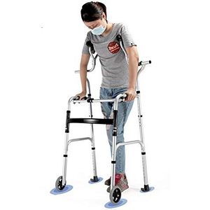 Aluminium opvouwbare rollator met okselondersteuning, lichtgewicht senioren rechtopstaande rollator met 2 wielen, in hoogte verstelbare opstaphulp voor lange mensen/volwassenen/gehandicapten (maat: 2