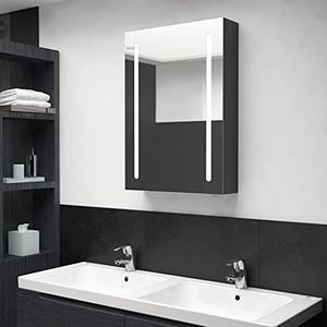 Prolenta Premium - Badkamerkast met spiegel led zwart glanzend 50 x 13 x 70 cm