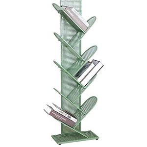 Boekenkast Boekenplanken Boekenkast Met Kast 9-Tier Boom Boekenplank Compact Opbergrek Metalen Rooster Staande Boekenkast Kleine Ruimte Boek Shees Rack Boekenplank(Grün)