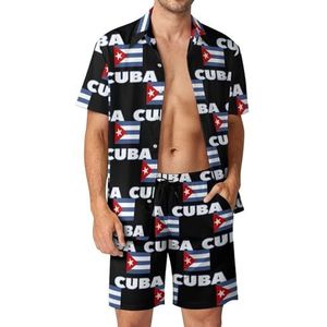 Cubaanse vlag Hawaiiaanse shirt voor heren, set met knopen, strandshirt, sets, trainingspak, casual, feestpakken, outfit, S