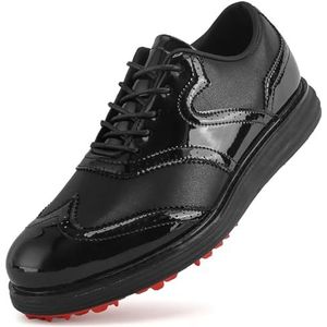 Hiuzylqx Golfschoenen voor heren Klassieke, spikeloze, waterdichte golfsportschoenen Professionele outdoorschoenen,zwart,39 EU