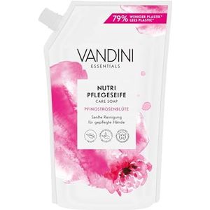 VANDINI Nutri Navulzak met pioenrozenbloesem, 500 ml, Made in Germany, vloeibare zeep, navulzak, veganistisch, handzeep, navulzak reinigt zacht, navulzak voor vloeibare handzeep