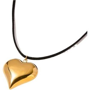 Gladde roestvrijstalen harthanger Goudkleurig staal Damesketting sieraden (Style : JDN2309001)