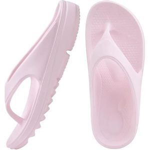 AHUFGN Sandalen Unisex Zachte Wolk Slippers Platform Flip Flops Vrouwen Zomer Strand Sandalen Met Boog Ondersteuning Antislip Badkamer Slides, Roze B, 44(26.5cm)