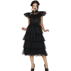 FIESTAS GUIRCA Gothic Gezinskostuum voor meisjes, bal-koninginnenkostuum, elegante zwarte jurk, Halloweenkostuum, volwassenen, dames, maat 40-42 L