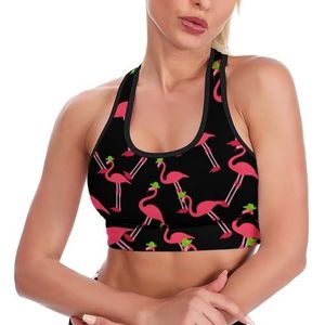 Leuke flamingo vrouwen tank top sport beha yoga workout vest atletische bh's