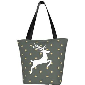 Schoudertas, canvas draagtas grote tas vrouwen casual handtas herbruikbare boodschappentassen, goud en grijs gratis kerst, zoals afgebeeld, Eén maat
