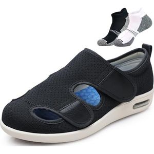 Diabetes-schoenen met zachte zolen, lichtgewicht ondersteuning, brede pasvorm en comfortabele schoenen voor ouderen.(Noir,49EU)