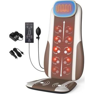 comrelax Shiatsu Rugmassageapparaat met warmte, massagestoelkussen met diepweefselkneden, zitmassageapparaat voor het verlichten van rugpijn, vibratiekussen incl