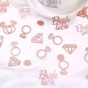 Feestdecoraties 100 stuks roségouden bruid om te zijn diamanten ring hart confetti singles 'nacht verloving bruiloft tafelblad verspreide confetti (kleur: roségoud, maat: 100 stuks)