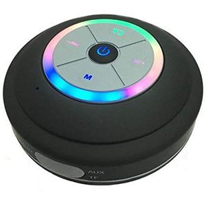 ISMMIK Bluetooth-doucheluidspreker, draagbare draadloze doucheluidspreker met zuignap, ingebouwde microfoon, waterdichte Bluetooth-luidspreker voor badkamer, strand, buiten, zwart