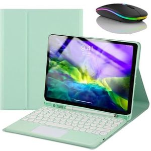 Toetsenbordhoes voor Samsung Galaxy Tab A9 8.7'' 2023, Ingebouwde Potloodhouder, Magnetisch Afneembaar Draadloos Toetsenbord met Bluetooth Muis,Groen