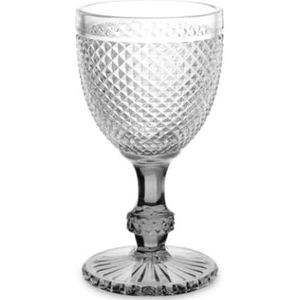 Diamant-wijnglas, transparant, antraciet, glas, 330 ml, 6 stuks