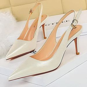 Schoenen vrouw pompen modekantoor schoenen puntige teen hakken stiletto 7,5 cm dames schoenen pompen vrouwelijk plus maat 43-8999-1-white-7cm,34