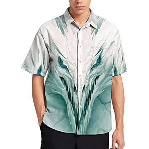 IJsdraak in witte steen Hawaiiaans shirt voor heren, zomer, strand, casual, korte mouwen, button-down shirts met zak
