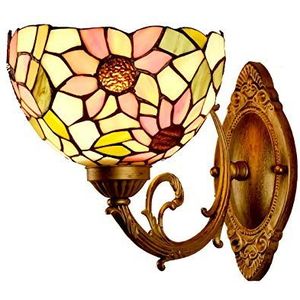 Tiffany Wandlampen En -Stigingen, Vintage Gebrandschilderd Glazen Wandlampweerders, 1 Licht, Retro Metaal Voor Slaapkamer Woonkamer Badkamer Hal Indoor Verlichting