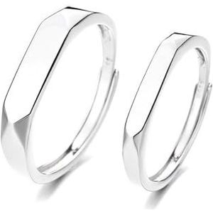 925 sterling zilveren heren- en damesskeletpaarringen Effen ringen Eenvoudige letterringen Geschenken (Color : Couple's Rings_Adjustable)