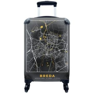 MuchoWow® Koffer - Plattegrond - Breda - Goud - Zwart - Past binnen 55x40x20 cm en 55x35x25 cm - Handbagage - Trolley - Fotokoffer - Cabin Size - Print