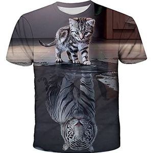 KinderT-shirt met 3D-print voor katten, schattige dieren, korte mouwen, zomer, jongens, meisjes, T-shirt, casual, persoonlijkheid, tiener, O-hals