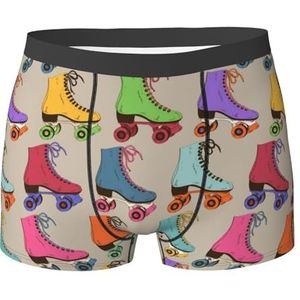 ZJYAGZX Kleurrijke rolschaatsen print heren boxerslips - comfortabele ondergoed trunks, ademend vochtafvoerend, Zwart, S