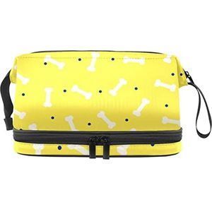 Grote capaciteit reizen cosmetische tas,Bone Geel,Make-up tas,Waterdichte make-up tas Organizer, Meerkleurig, 27x15x14 cm/10.6x5.9x5.5 in