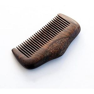 Ebony Kam Statische Rechte Krullend Haar Prachtige Dubbelzijdige Carving Perzik Kam 1Pcs