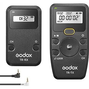 Godox TR Series 2.4G draadloze timer, afstandsbediening, camera-sluiter (zender en ontvanger), 6 timerinstellingen, 32 kanalen, bedieningsafstand van 100 m, met vervanging TR-P1