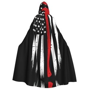 WURTON Rode Lijn Brandweerman Usa Vlag Print Hooded Mantel Unisex Volwassen Mantel Halloween Kerst Hooded Cape Voor Vrouwen Mannen