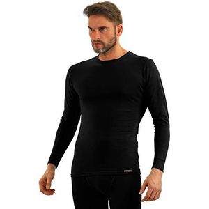 Sesto Senso Heren onderhemd lange mouwen katoen 95% thermisch ondergoed lichtgewicht functioneel T-shirt basislaag top, Zwart, M