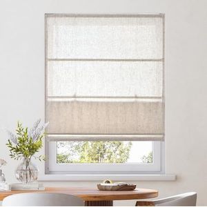 Victoria M. Ivora vouwgordijn Rolgordijn Stevige aluminium rails, voor ramen en deuren, met koord, onderhoudsvriendelijk, 100 x 240 cm, Ivoor-gemoffeld