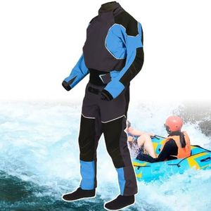 Kajak Droogpak Voor Heren in Koud Water, Kajakuitrusting, Peddel Droogpak 3-Laags Ademend Waterdicht Voor Peddelen, Snorkelen, Waterdicht,Blue-M