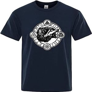 Noorse Mythologie Fenrir Wolf Heren korte mouw, 3D printen casual mode kleurrijke T-shirts, Geweldige oversized top voor vaderdagcadeaus.
