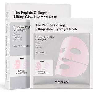 COSRX The Peptide Collageen Lifting Glow Hydrogel Gezichtsmaskers Huidverzorging 3 stuks, collageen gezichtsmasker, reis-essentials, overnight gezichtsmasker, Korean Skincare