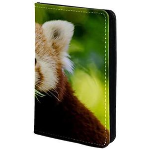 Gepersonaliseerde Paspoorthouder Paspoort Cover Paspoort Portemonnee Reizen Essentials Dier Rode Panda, Meerkleurig, 11.5x16.5cm/4.5x6.5 in