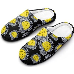 Live Love Volleybal Winter Warm Heren Slippers Rubberen Zool Comfortabele Katoenen Huisschoenen Voor Dagelijks Dragen, Stijl 2, 11-12（44-45）